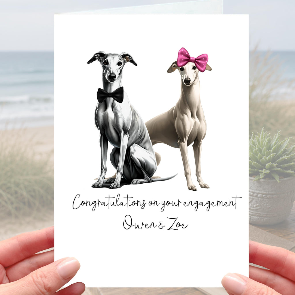 Greyhound Dog Engagement Card Personalised Whippet