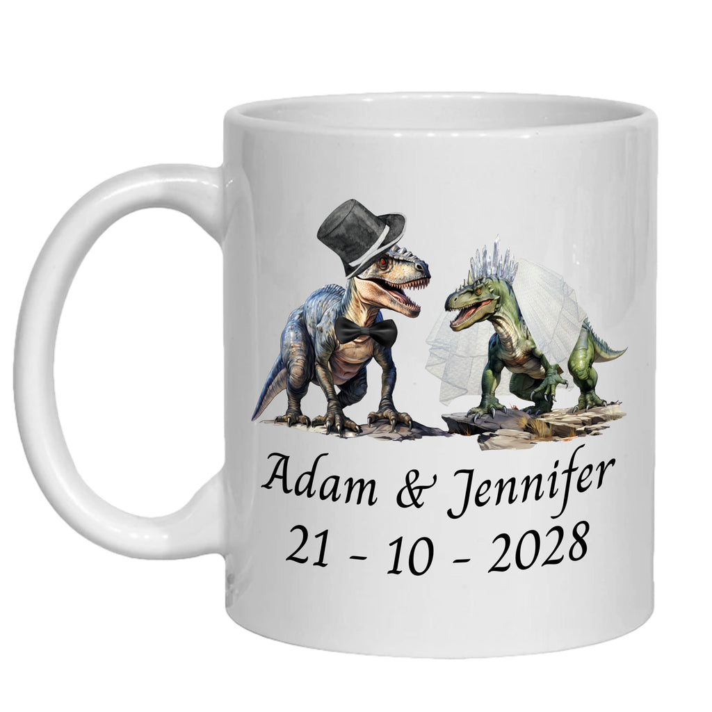 Personalised Dinosaur Wedding Mug - Wedding gift for Bride & Groom