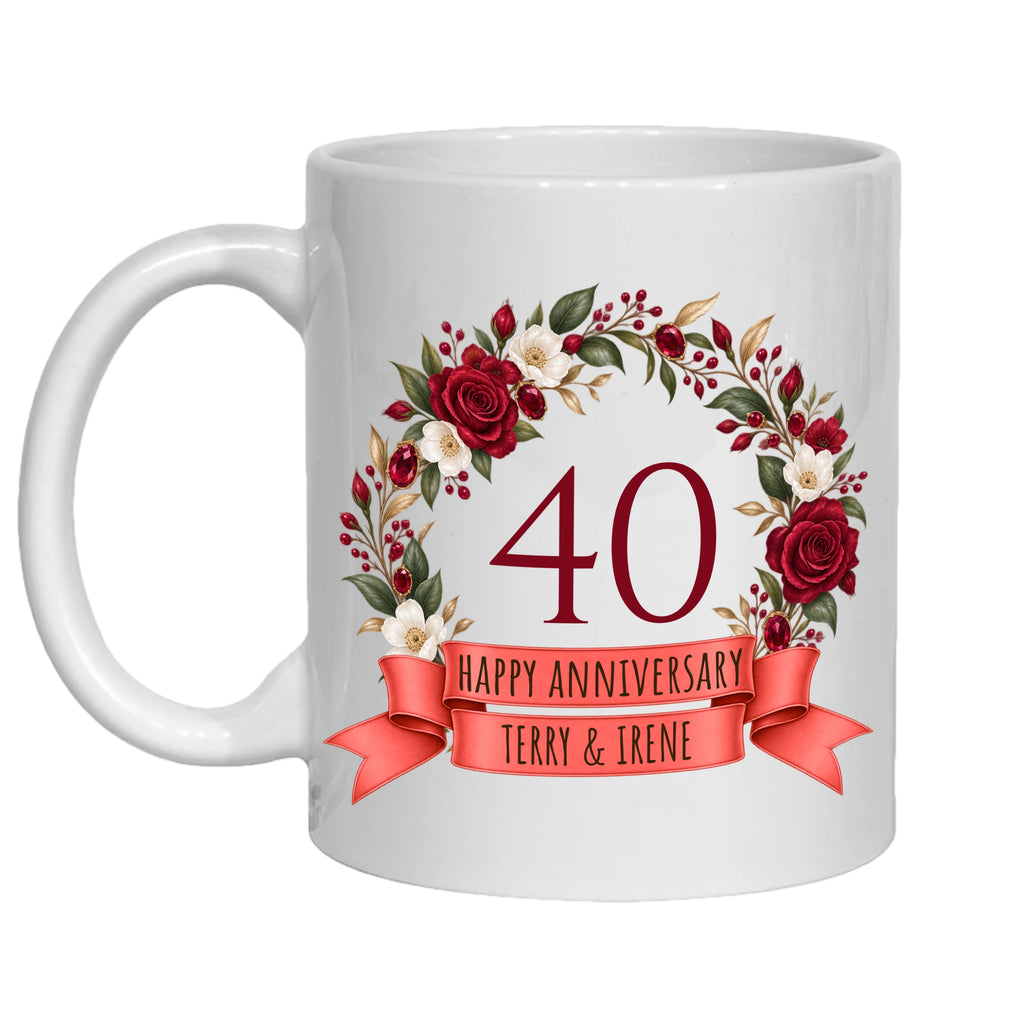 Personalised 40 year anniversary mug 40th ruby