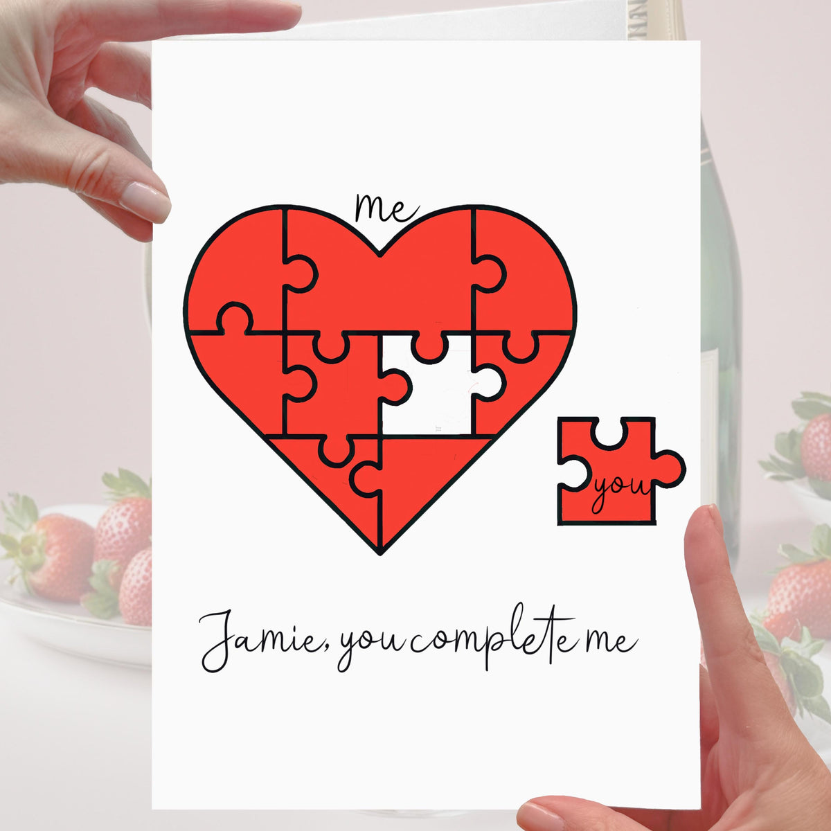 Jigsaw Heart Anniversary Card Piece of my heart Personalised You complete me