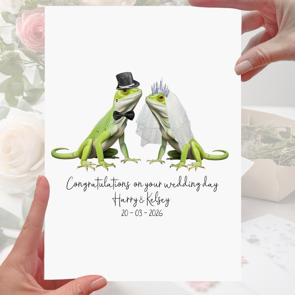 Lizard Wedding Card Personalised Bride & Groom Reptile