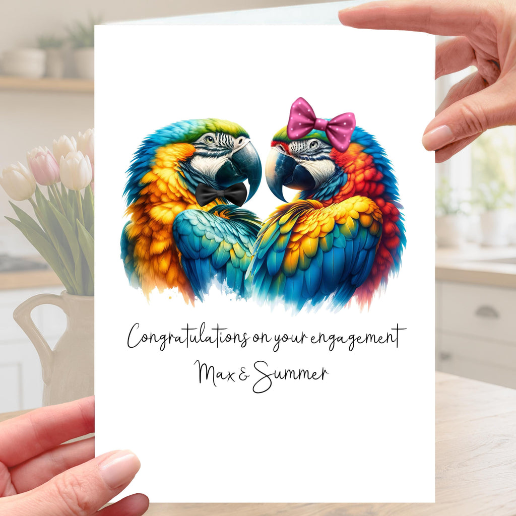 Macaw Parrot Engagement Card Personalised