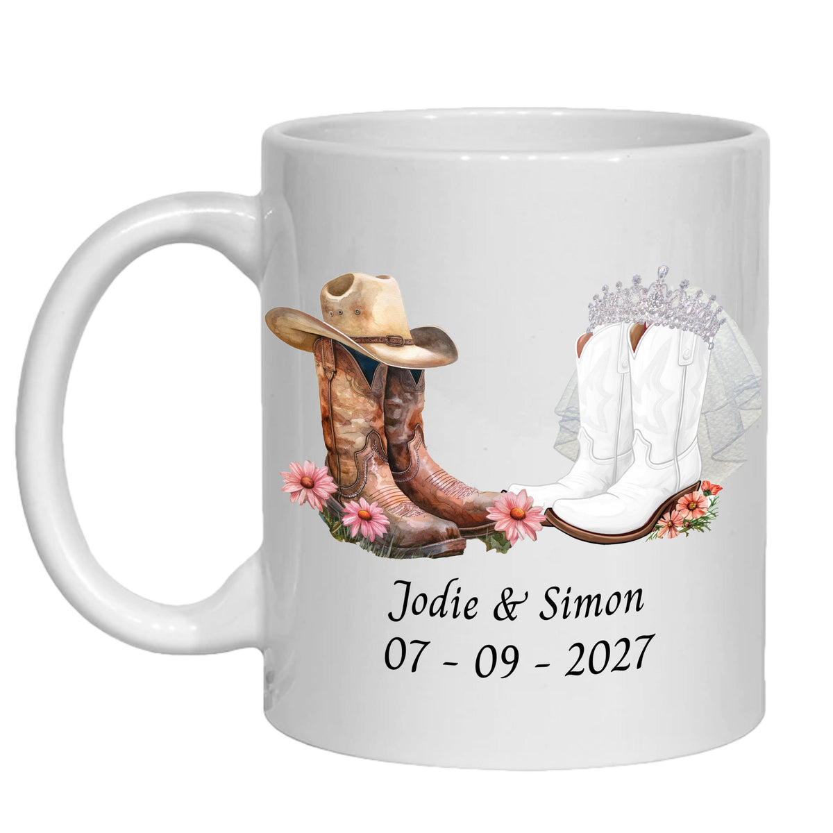 Personalized Cowboy Wedding Mug, Cowgirl Boots, Wedding gift for Bride & Groom