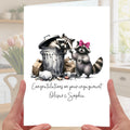 Raccoon Engagement Card Personalised Trash Bin Novelty