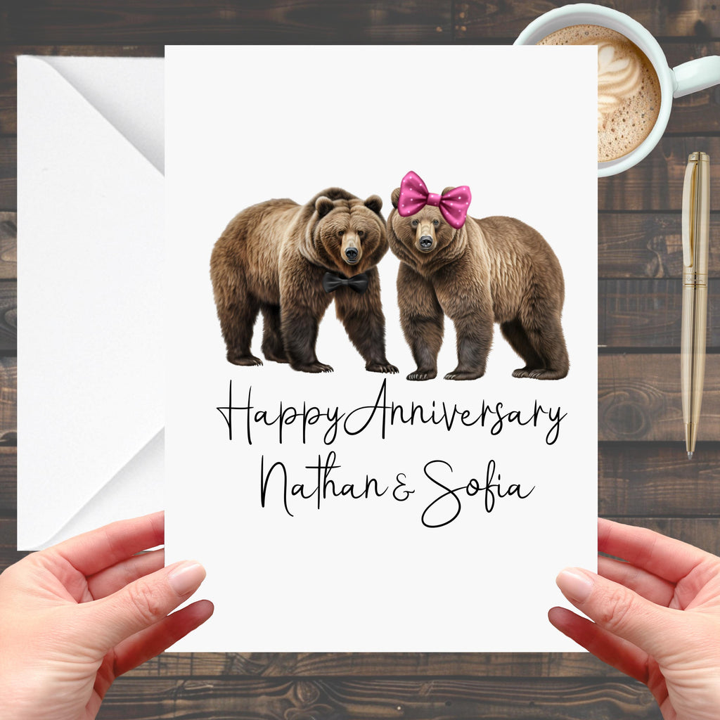 Bear Anniversary Card Personalised
