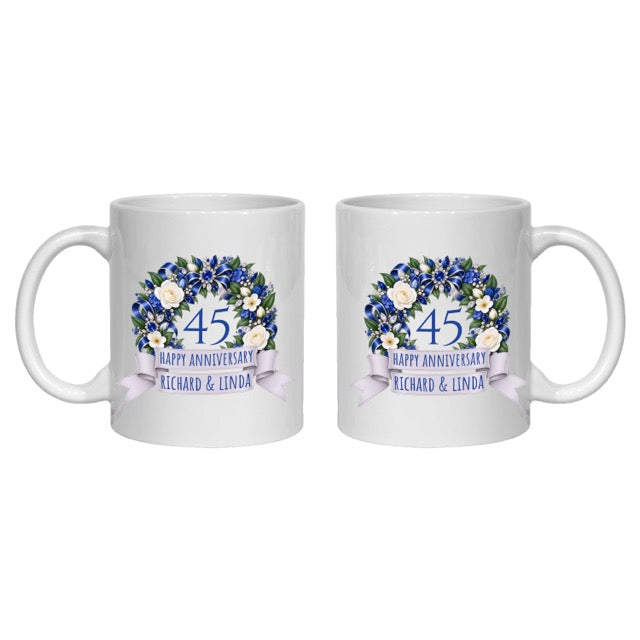 Personalised 45 year anniversary mug 45th sapphire