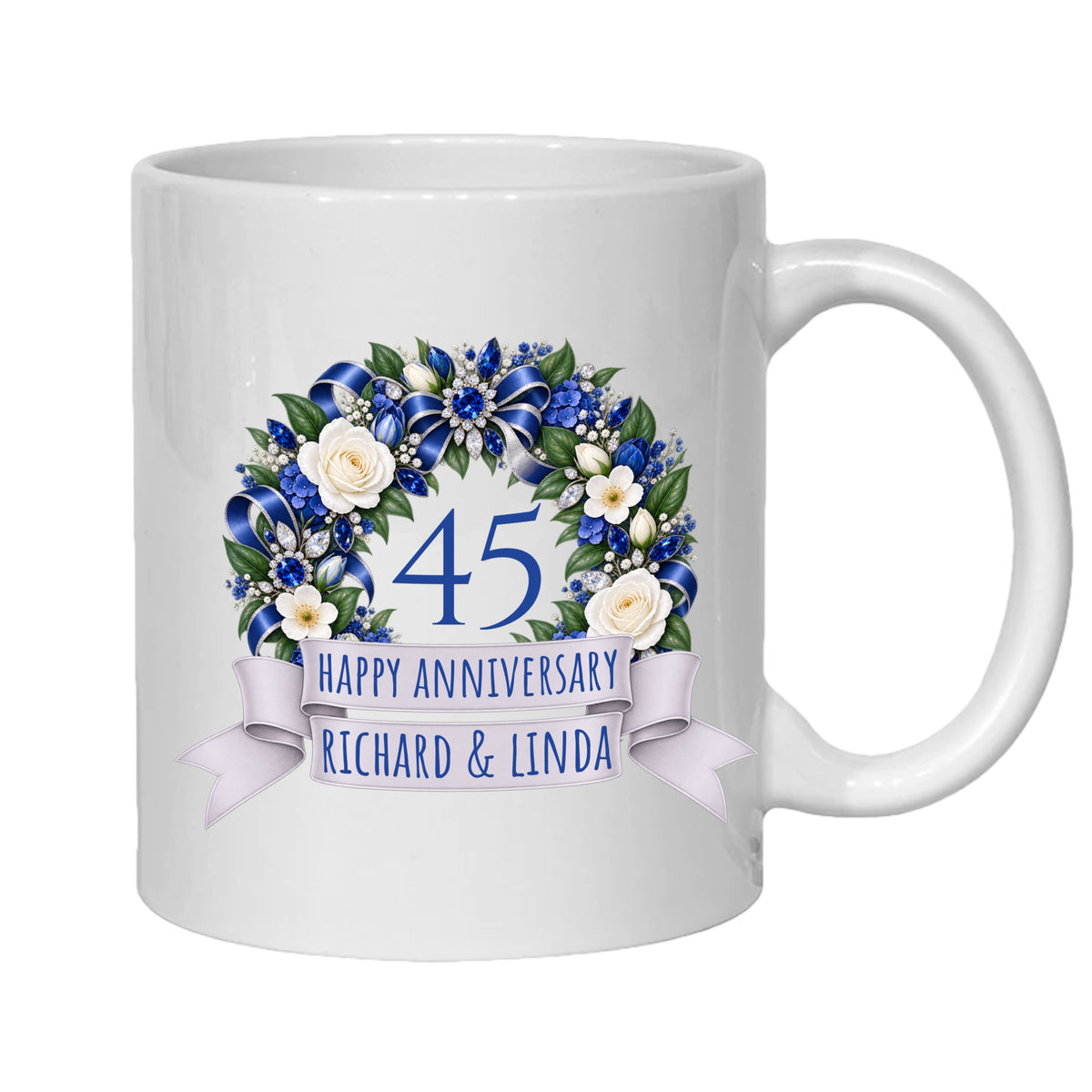 Personalised 45 year anniversary mug 45th sapphire