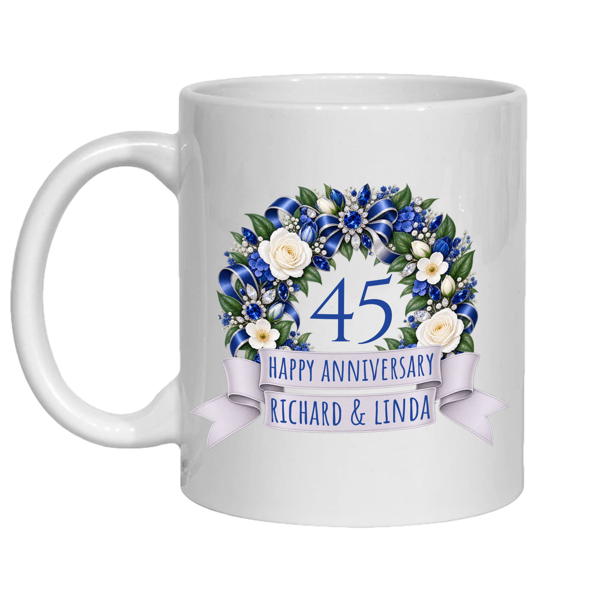 Personalised 45 year anniversary mug 45th sapphire