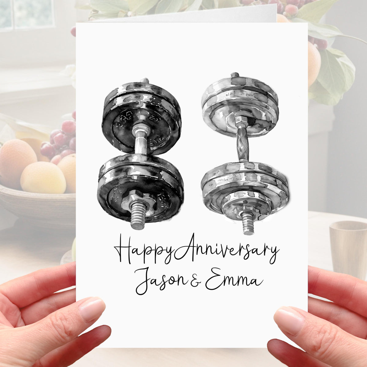 Gym Anniversary Card Personalised Dumbbell Weights Fitness Workout