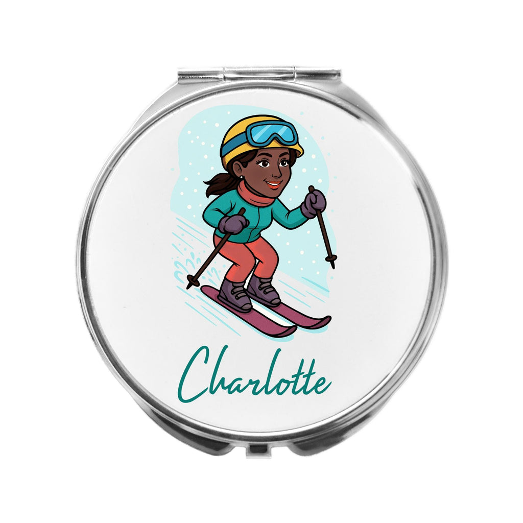 Ski Mirror Personalised Compact Gift for Skiing, skiier apres-ski