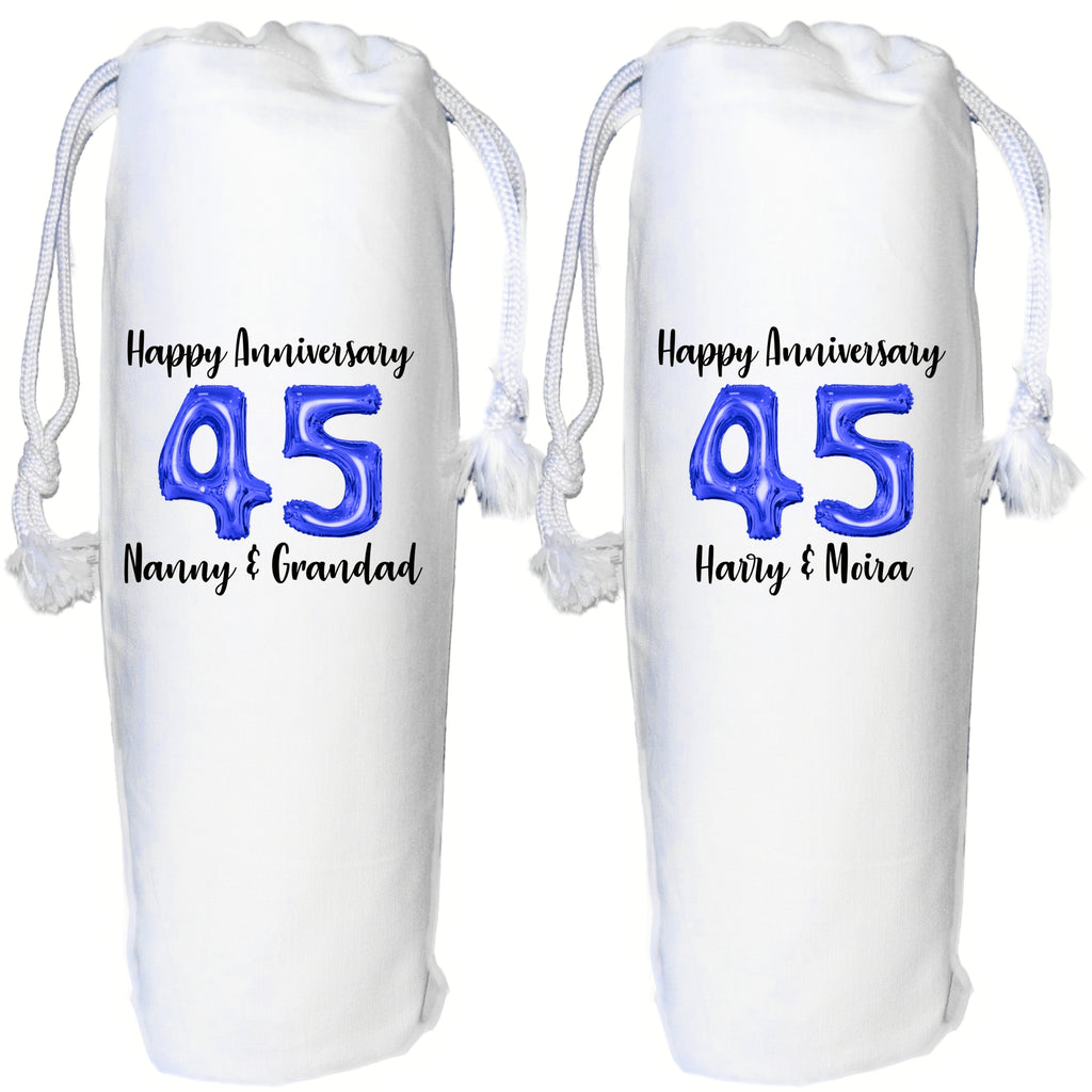 45 years anniversary Personalised wine gift bag Sapphire 45th