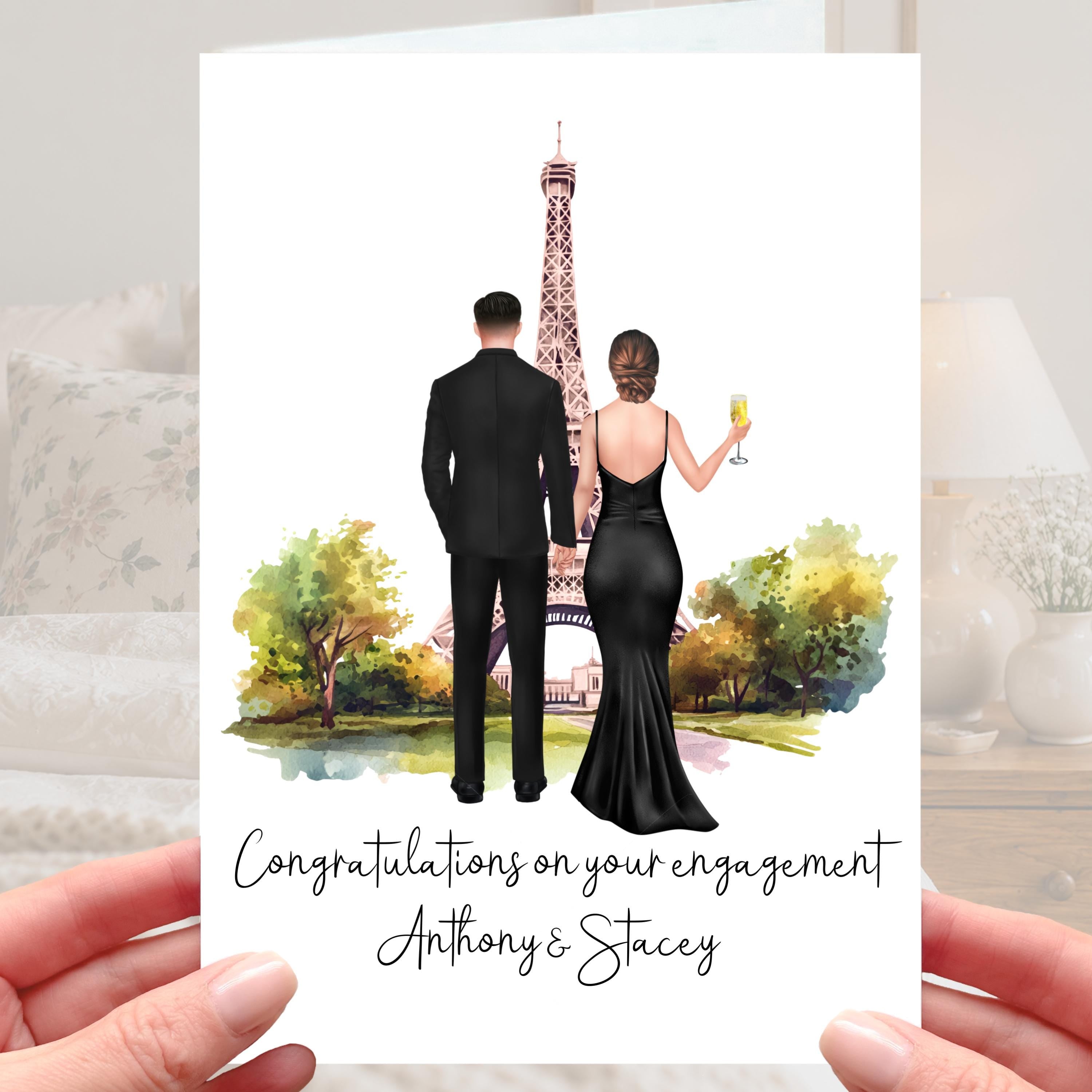 Paris Engagement Card Personalised Eiffel Tower France