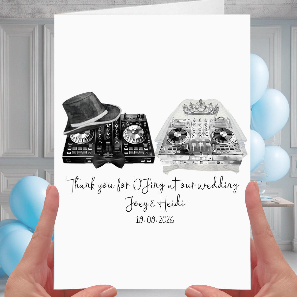Wedding DJ Thank you Card Personalised Musician