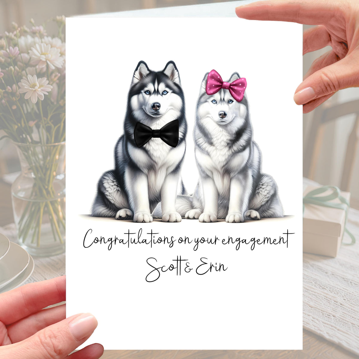 Husky Engagement Card Personalised Dog