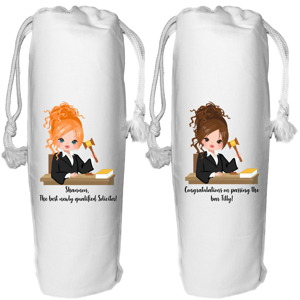 Personalized Lawyer Wine Bag, Graduation Gift, Legal Profession Judge Solicitor