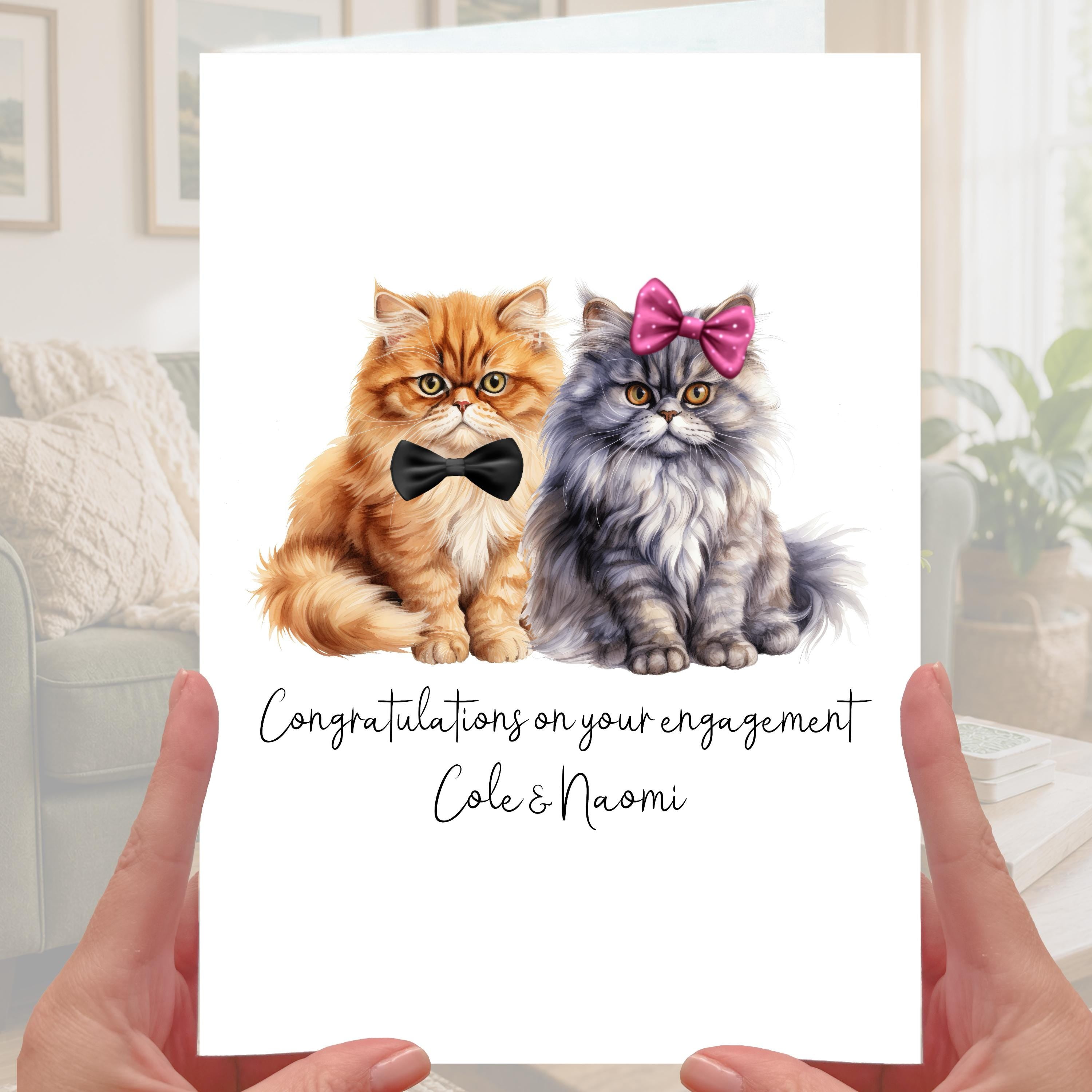 Persian Cat Engagement Card Personalised Ginger