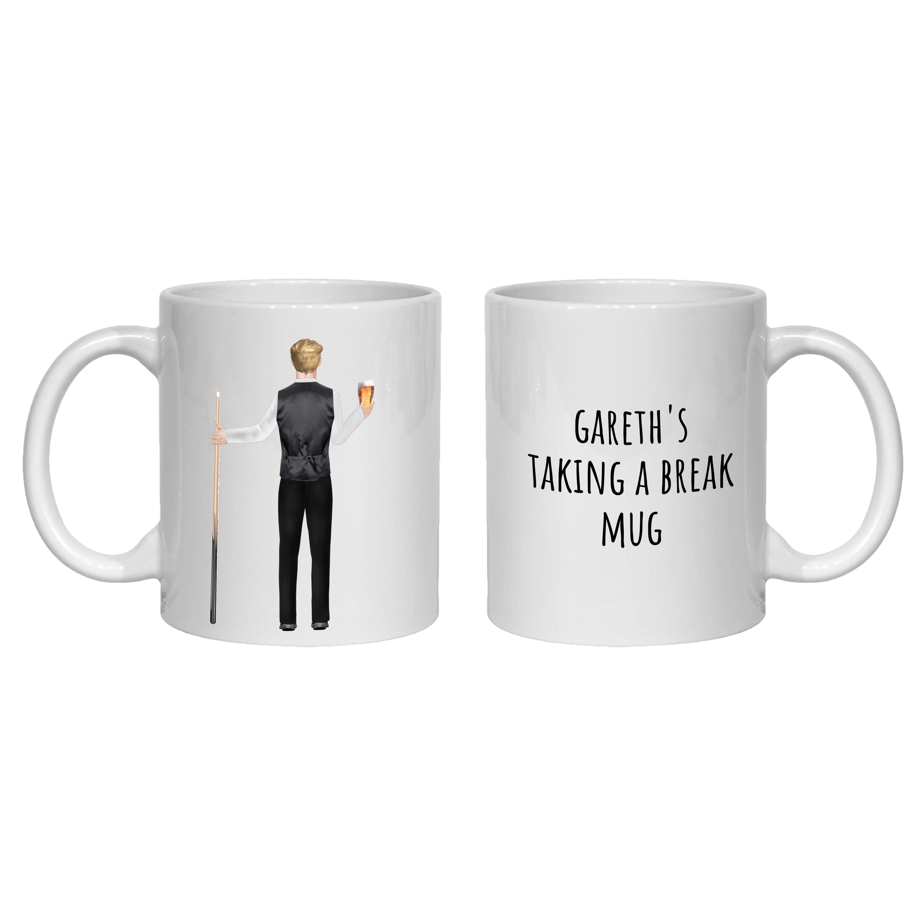 Personalised Snooker Mug – gift for dad, pool, billiards, brother, son, coffee break
