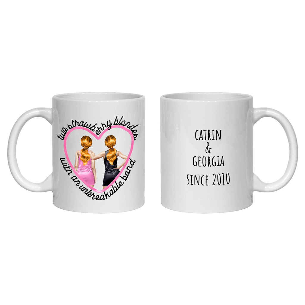 Personalised Brunette Friends Mug friendship gift BFF Bestie Brown Hair Girls