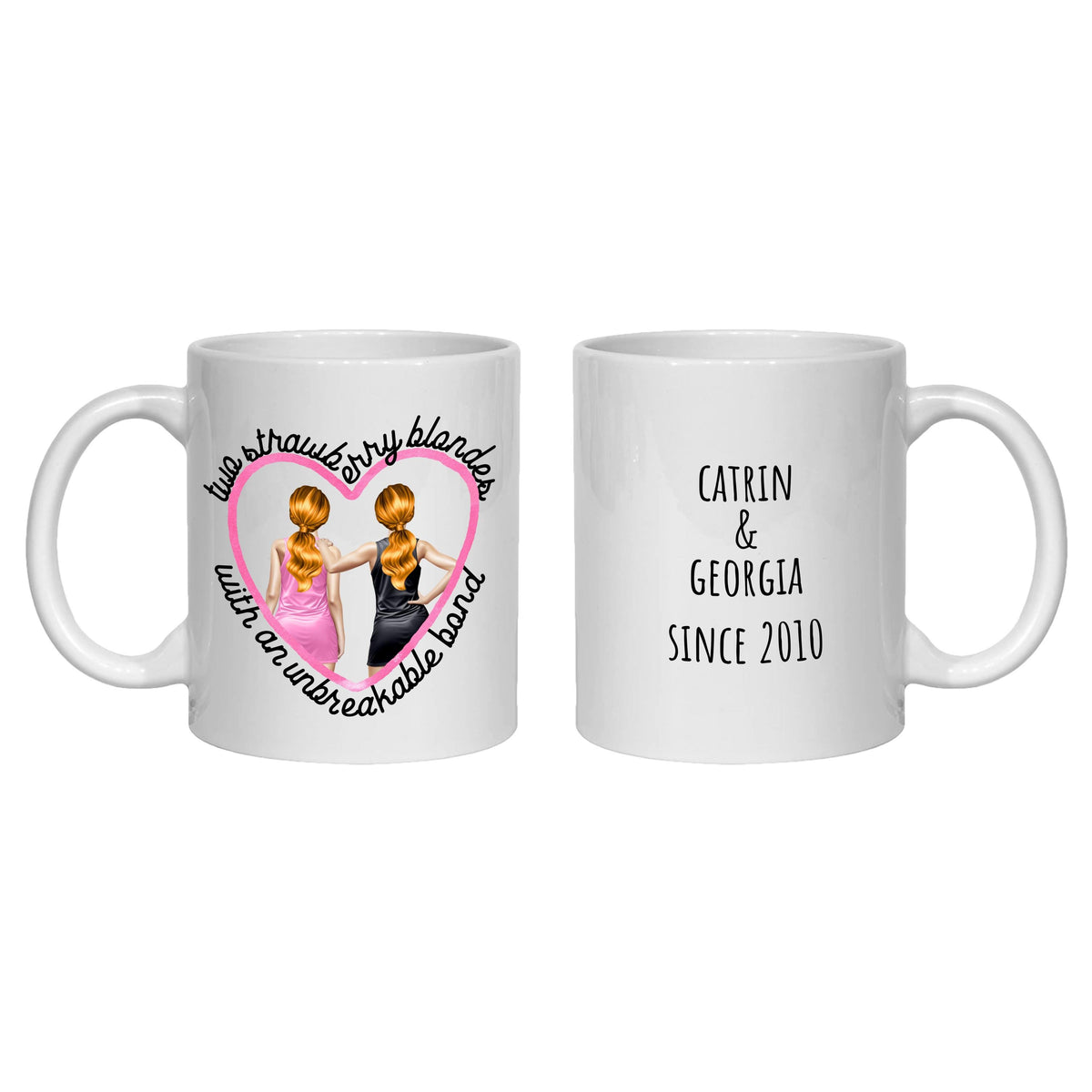 Personalised Brunette Friends Mug friendship gift BFF Bestie Brown Hair Girls