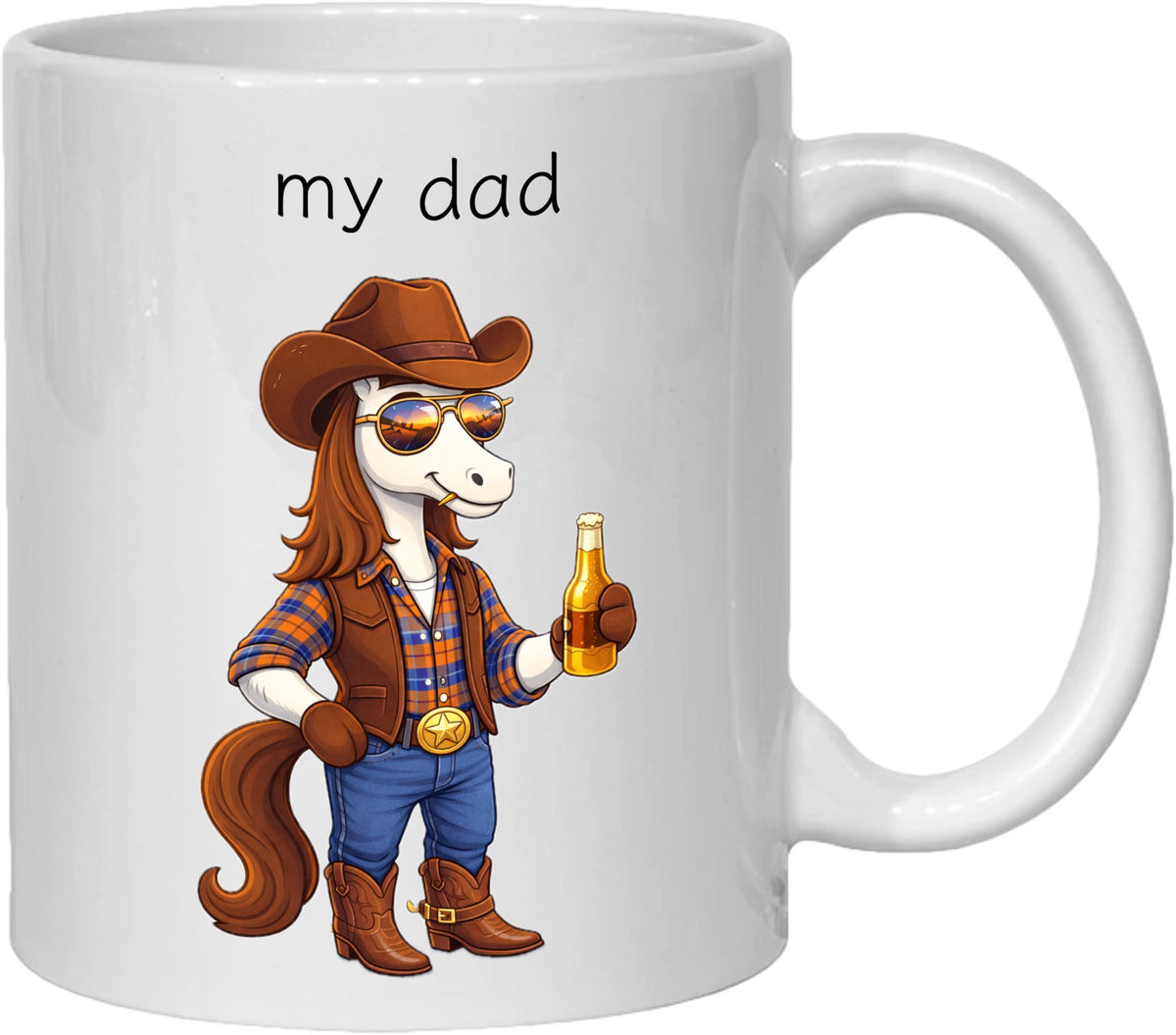 Personalised Best Dad Mug gift for father, cowboy, papa, grandad, horse