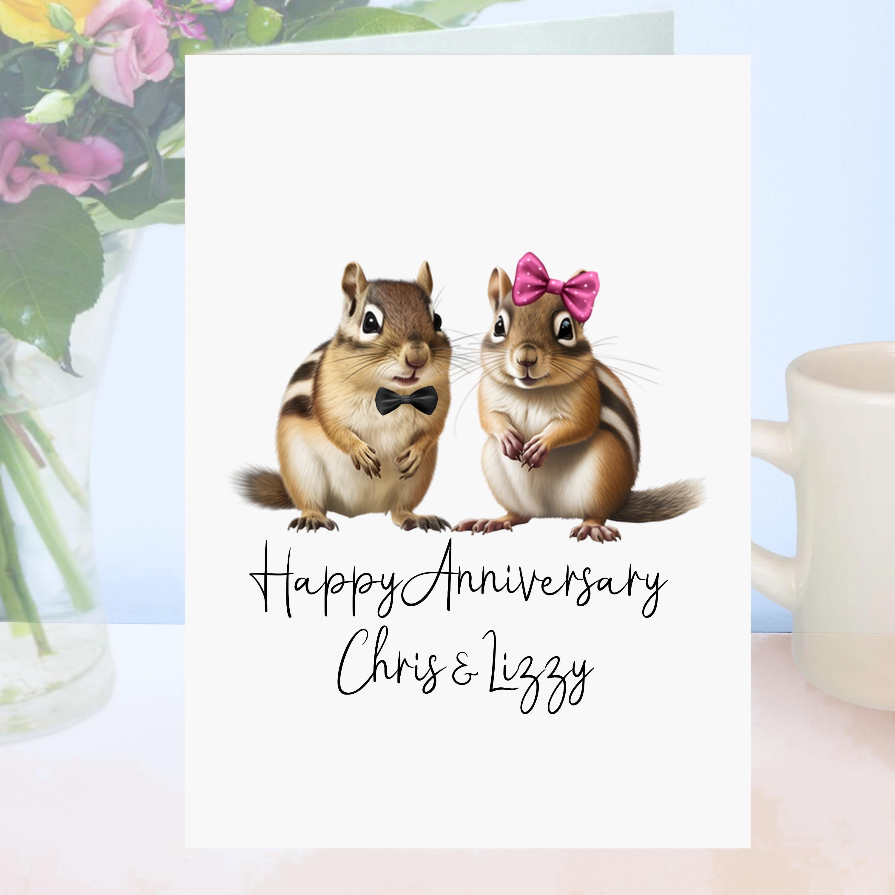 Chipmunk Anniversary Card Personalised