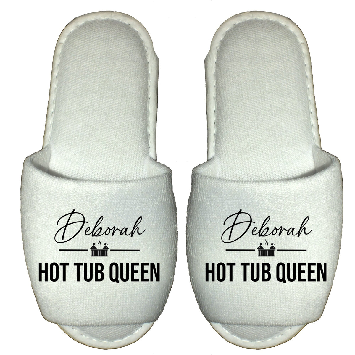 Personalised Spa Slippers Hot Tub King Queen - Party Hotel Sauna