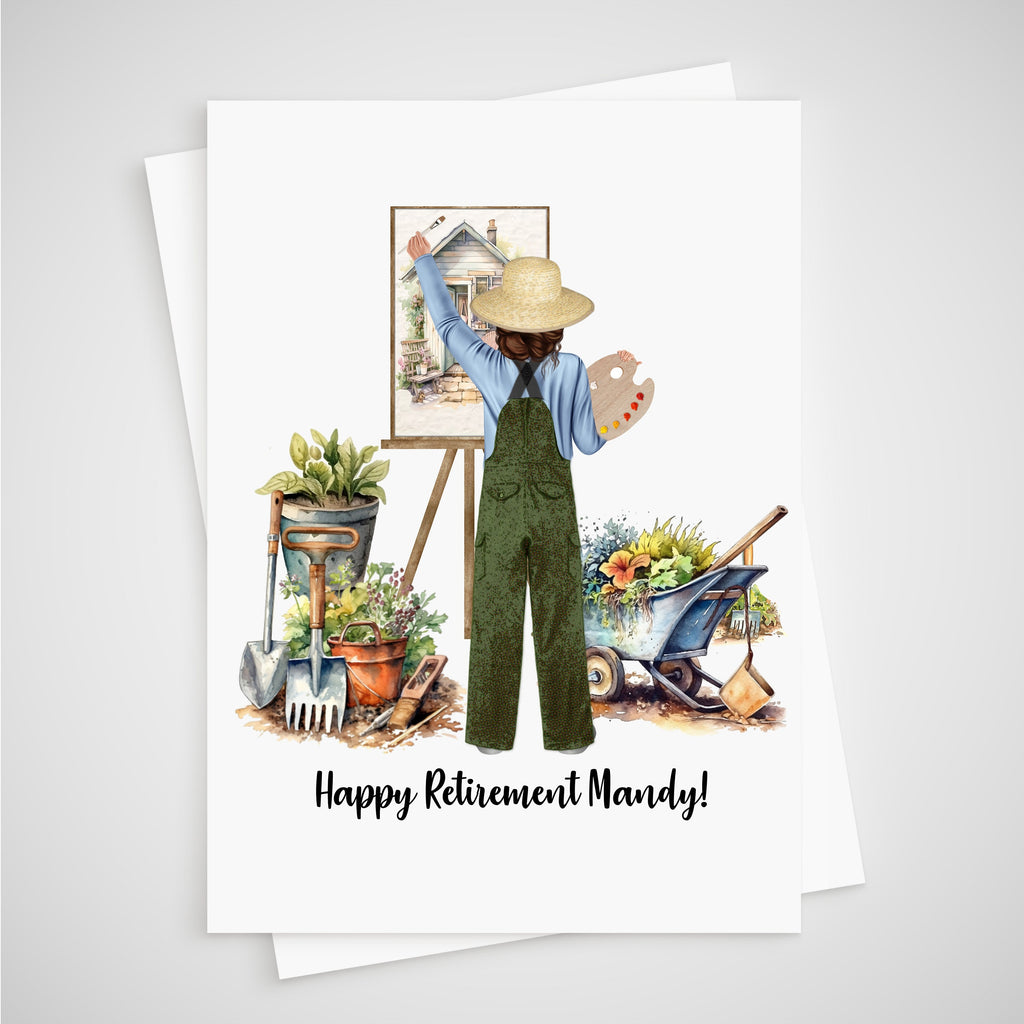 Retirement Card Plants Painting Personalised Woman