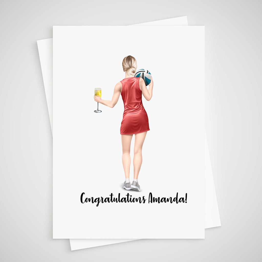 Netball Card Personalised for woman Thank you congratulations