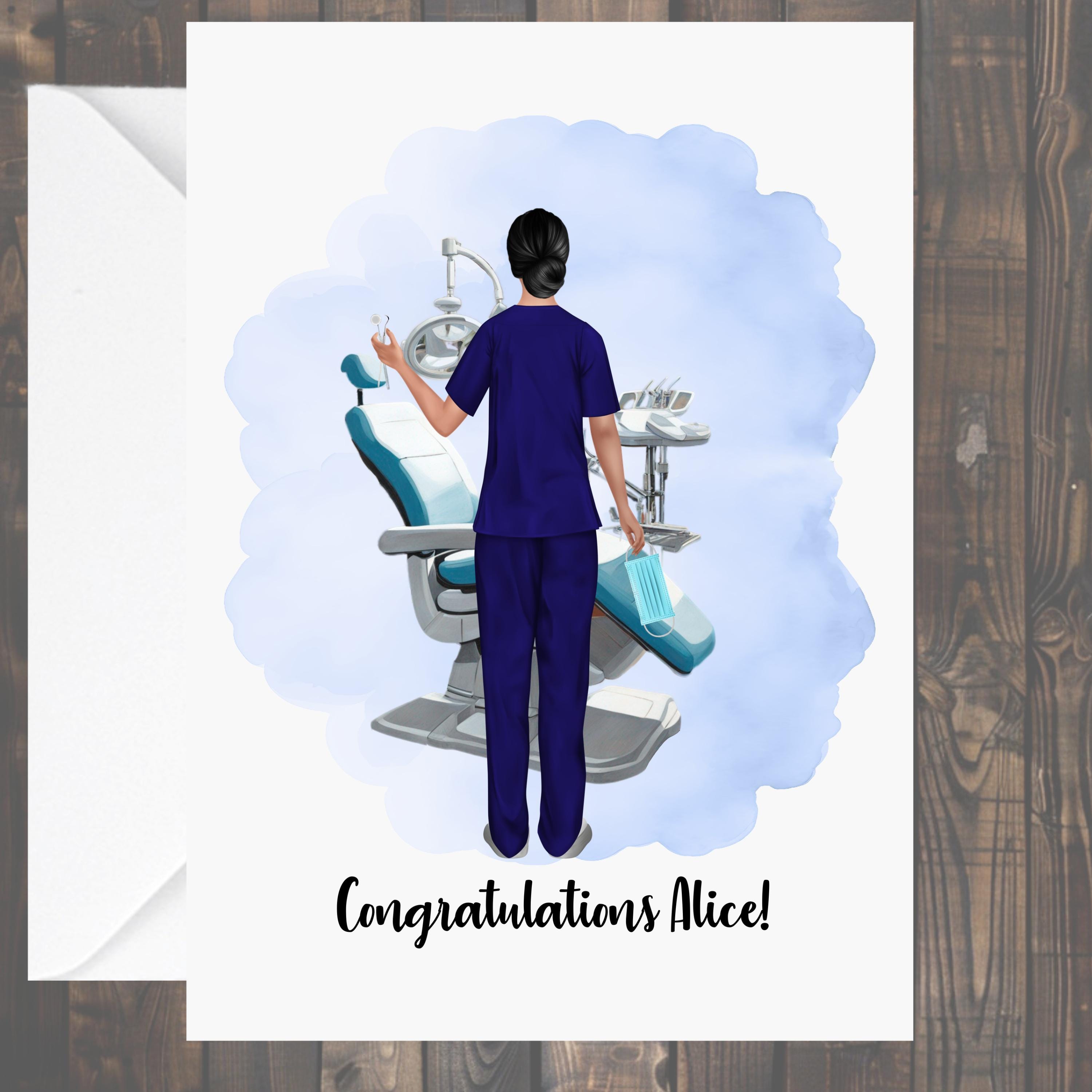 Dentist card Personalised for woman thank you congratulations