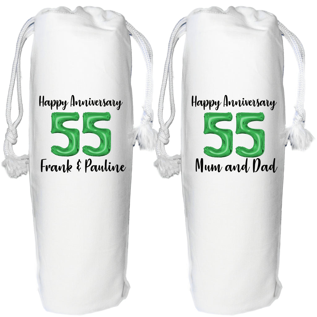 55 years anniversary Personalised wine gift bag emerald 55th