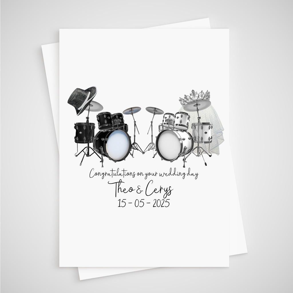 Drums Wedding Card Personalised Musician drummer
