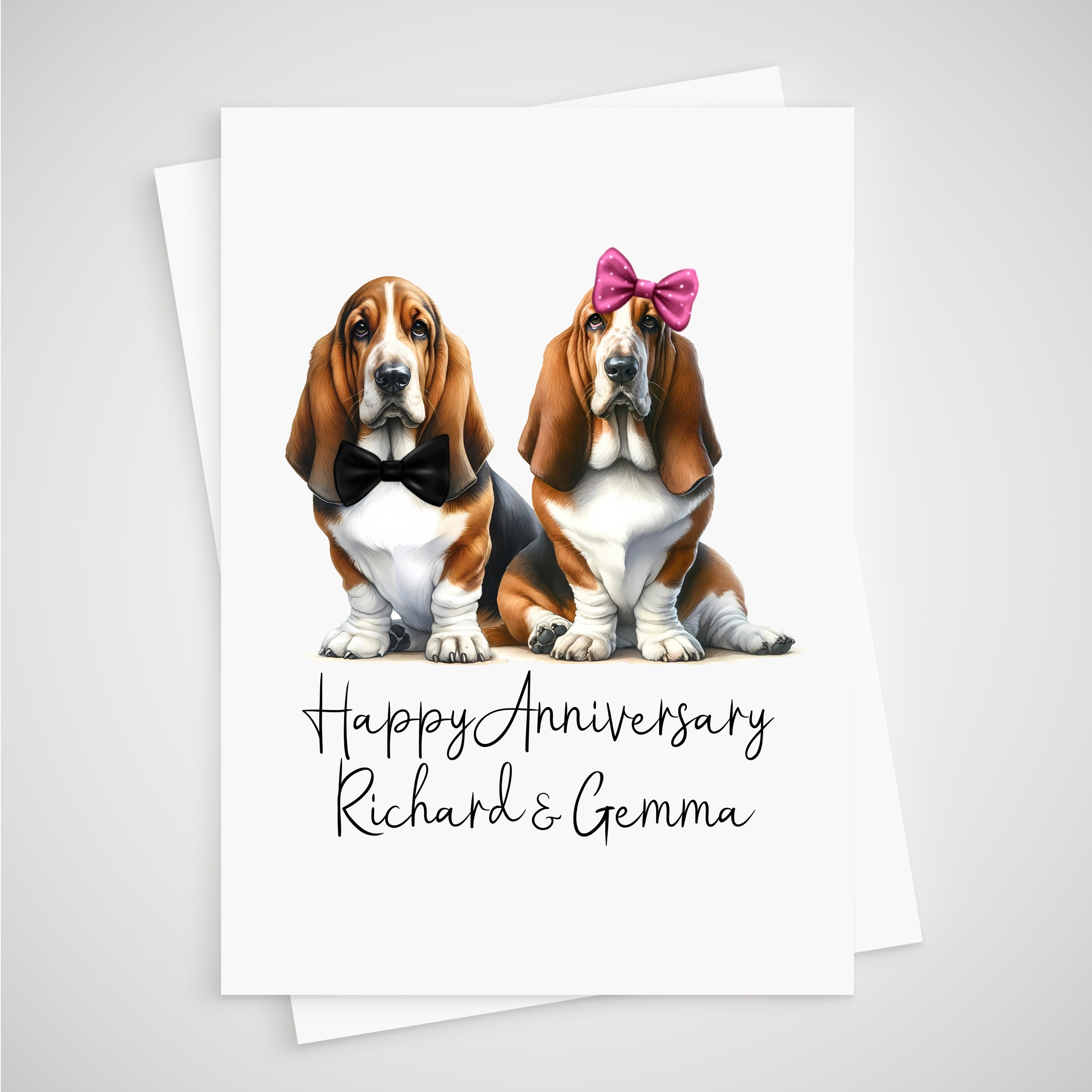 Personalised Basset Hound Anniversary Card Dog