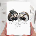 Hedgehog Wedding Card Personalised Bride & Groom Woodland creature