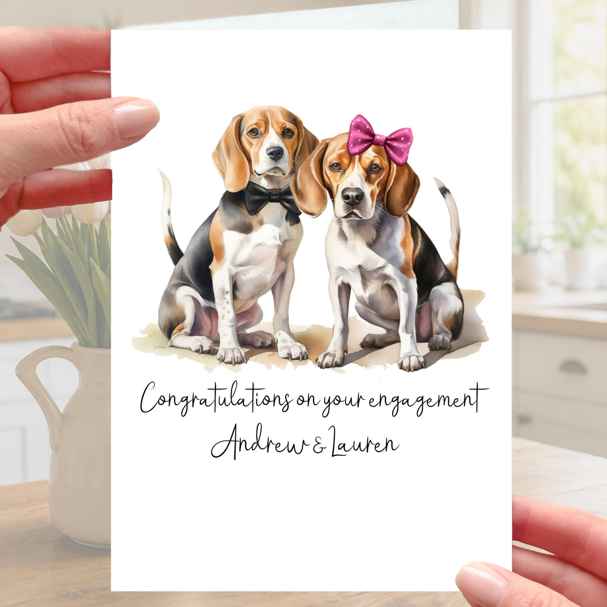 Beagle Engagement Card Personalised Dog