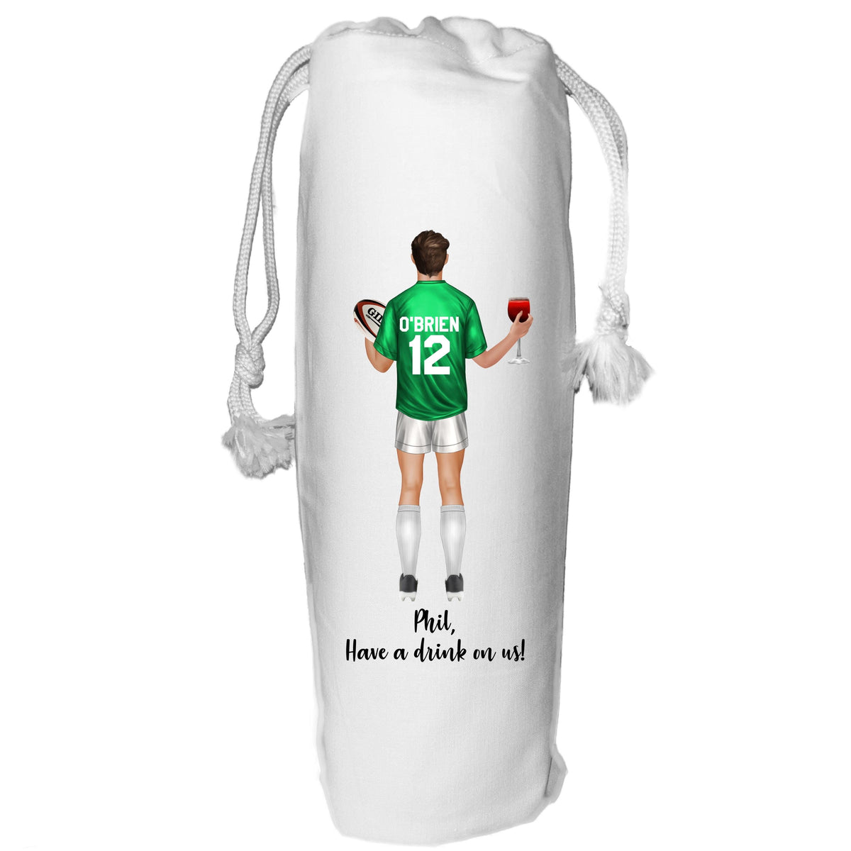 Rugby Wine Bag Personalised for him