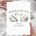 Paper Anniversary Card 1st year Personalised Paper Swan Origami