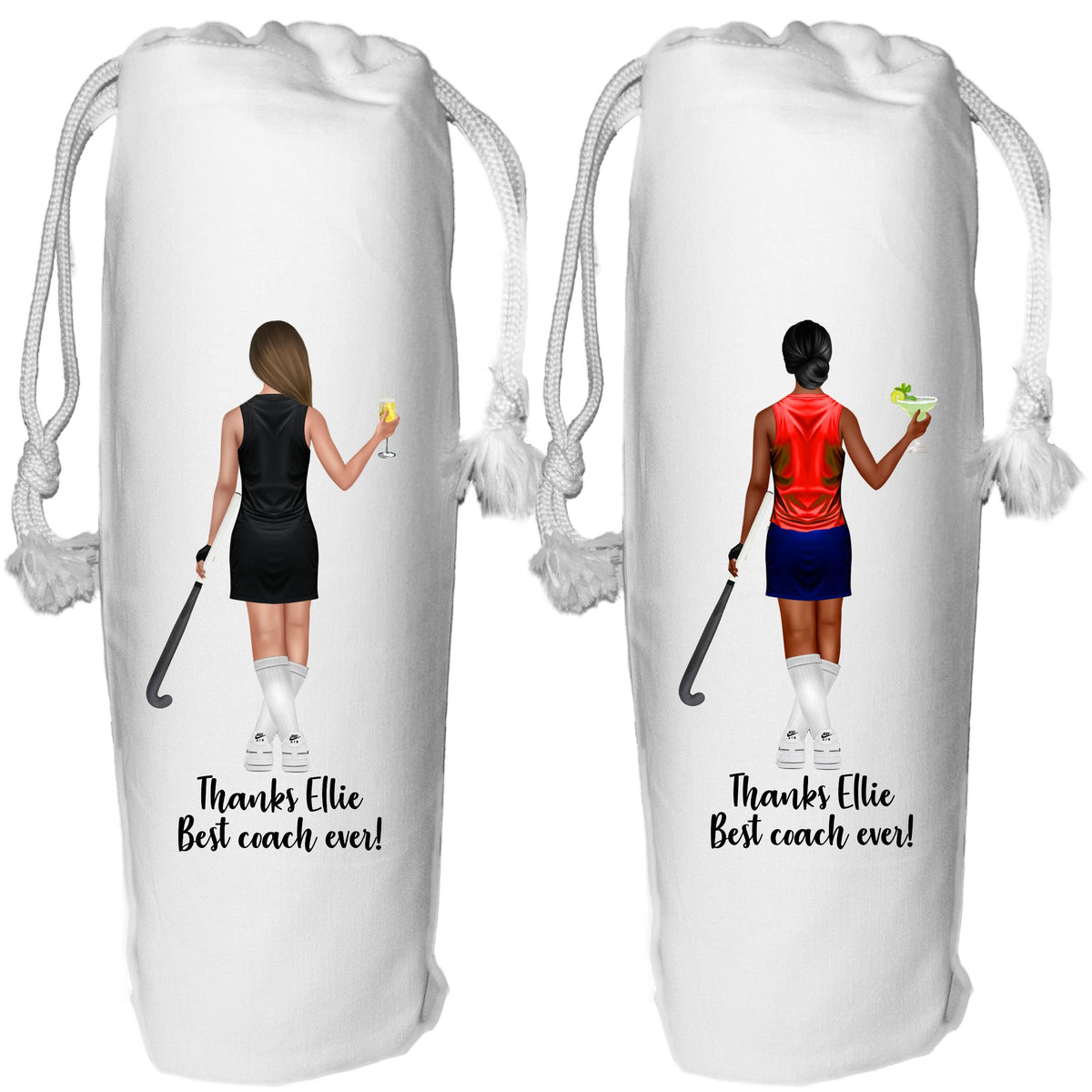 Field Hockey Wine Bottle Bag Personalised for her