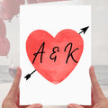 Love Heart Card Arrow Initials Anniversary Personalised Boyfriend Girlfriend Husband Wife