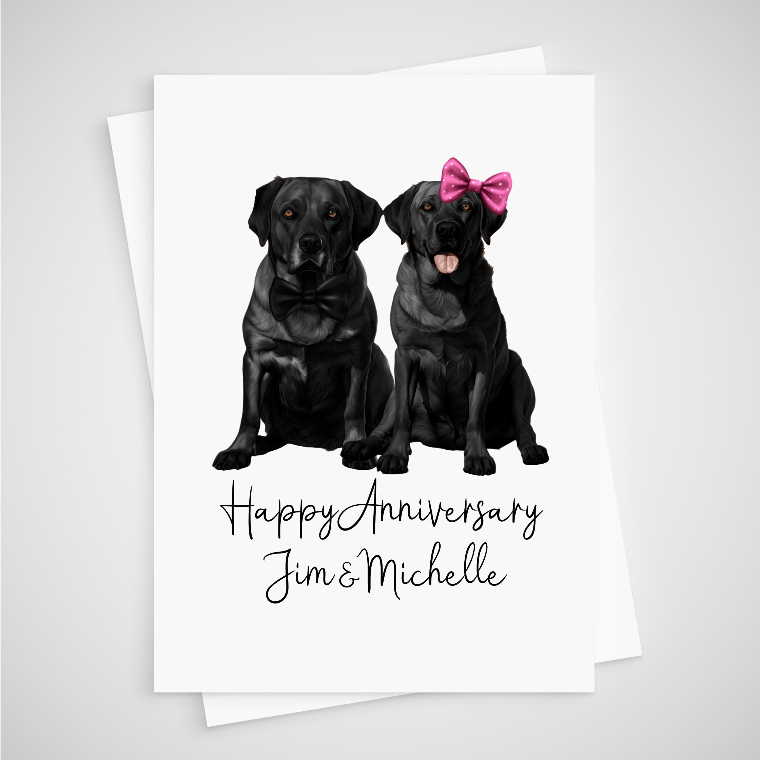 Labrador Anniversary Card Personalised Dog - Golden Chocolate Black