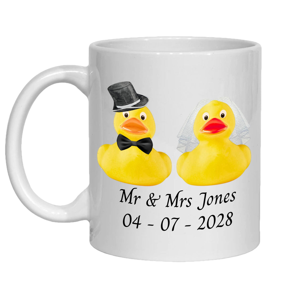 Personalised Rubber Duck Wedding Mug gift for Bride & Groom