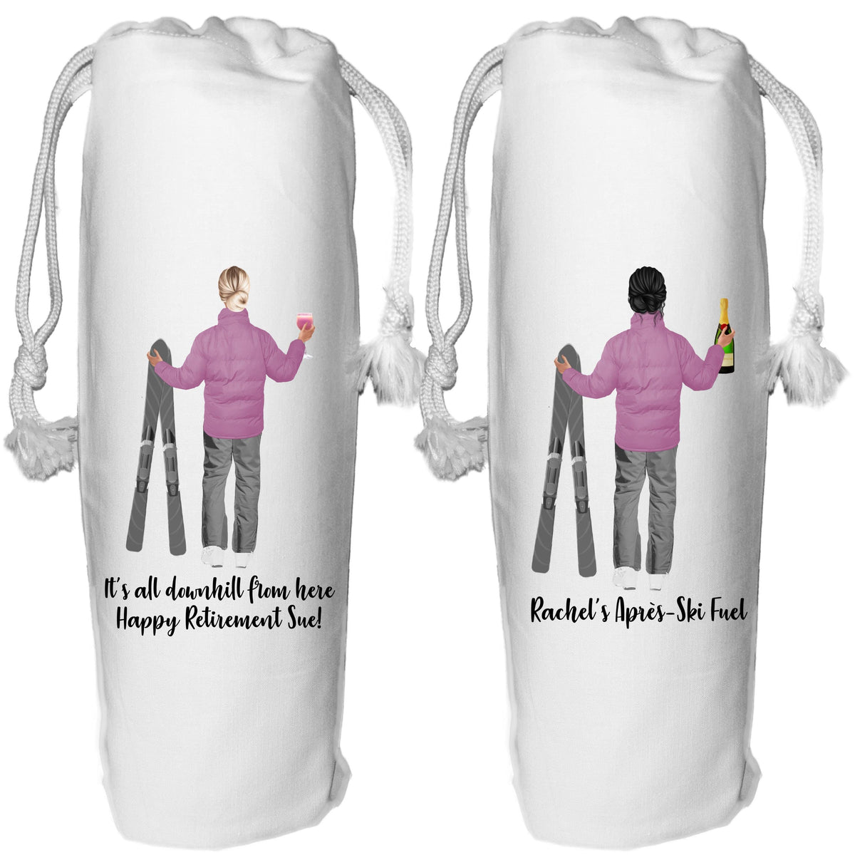Personalized Ski Wine Bottle Bag, Apres-Ski Gift