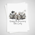 Motorbike 25th Anniversary Card Personalised Silver Motorcycle