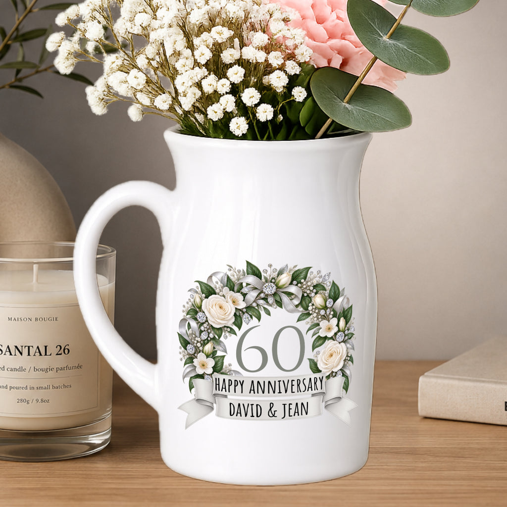Happy 60th Anniversary vase - Personalised small Vase - diamond wedding 60 years