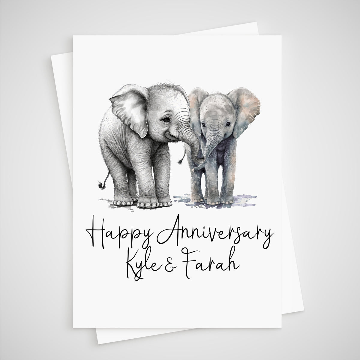 Elephant Anniversary Card Personalised
