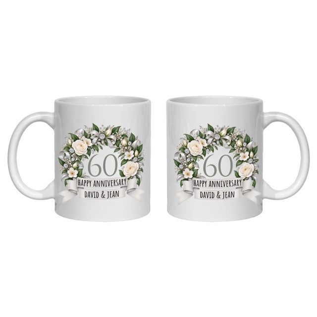 Personalised 60 year anniversary mug 60th diamond