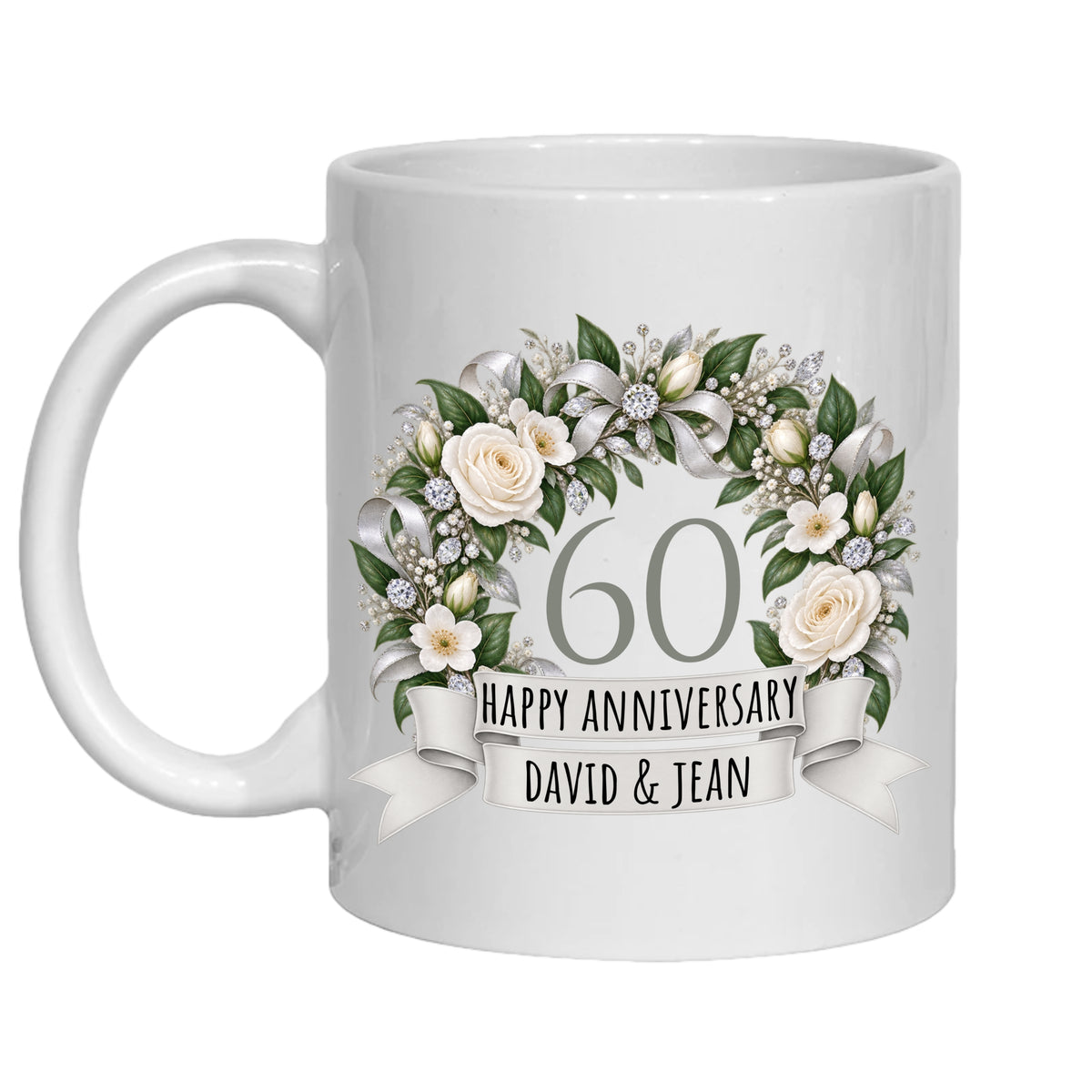 Personalised 60 year anniversary mug 60th diamond