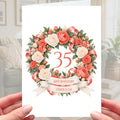 Happy 35th Anniversary Card - Personalised Coral Wedding 35 years