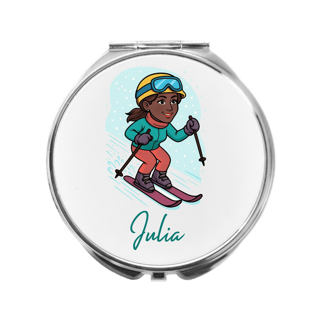 Ski Mirror Personalised Compact Gift for Skiing, skiier apres-ski