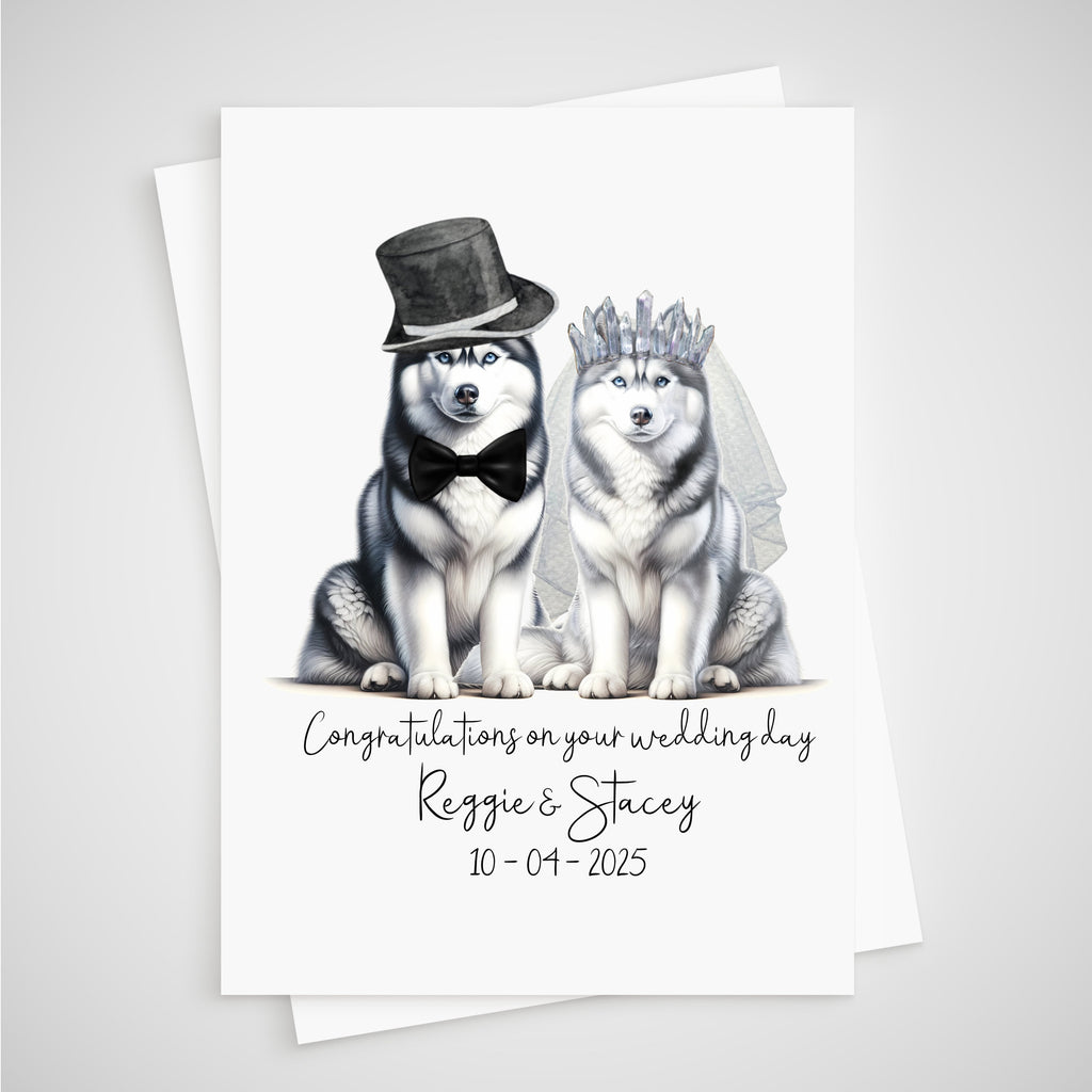 Husky Wedding Card Personalised Bride & Groom Siberian Dog
