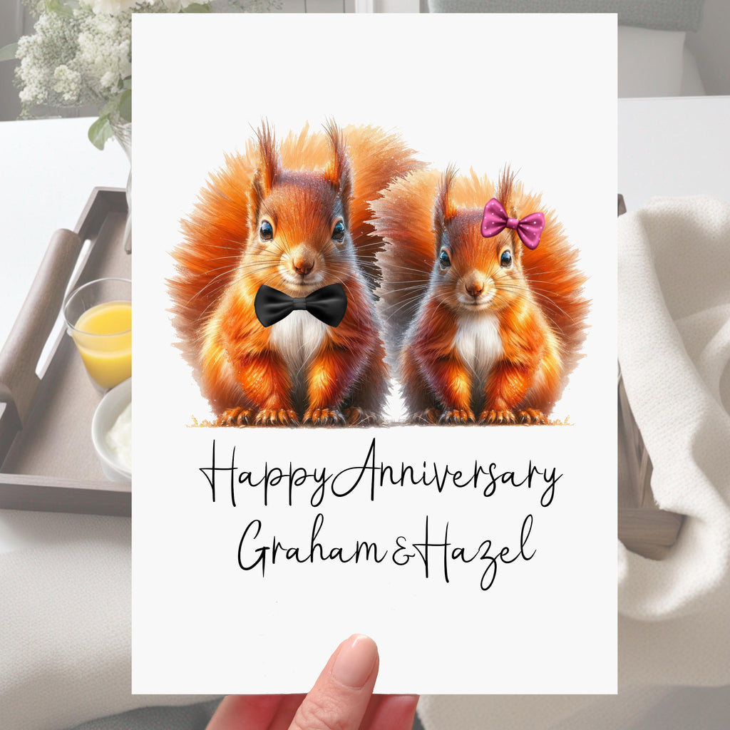Squirrel Anniversary Card Personalised